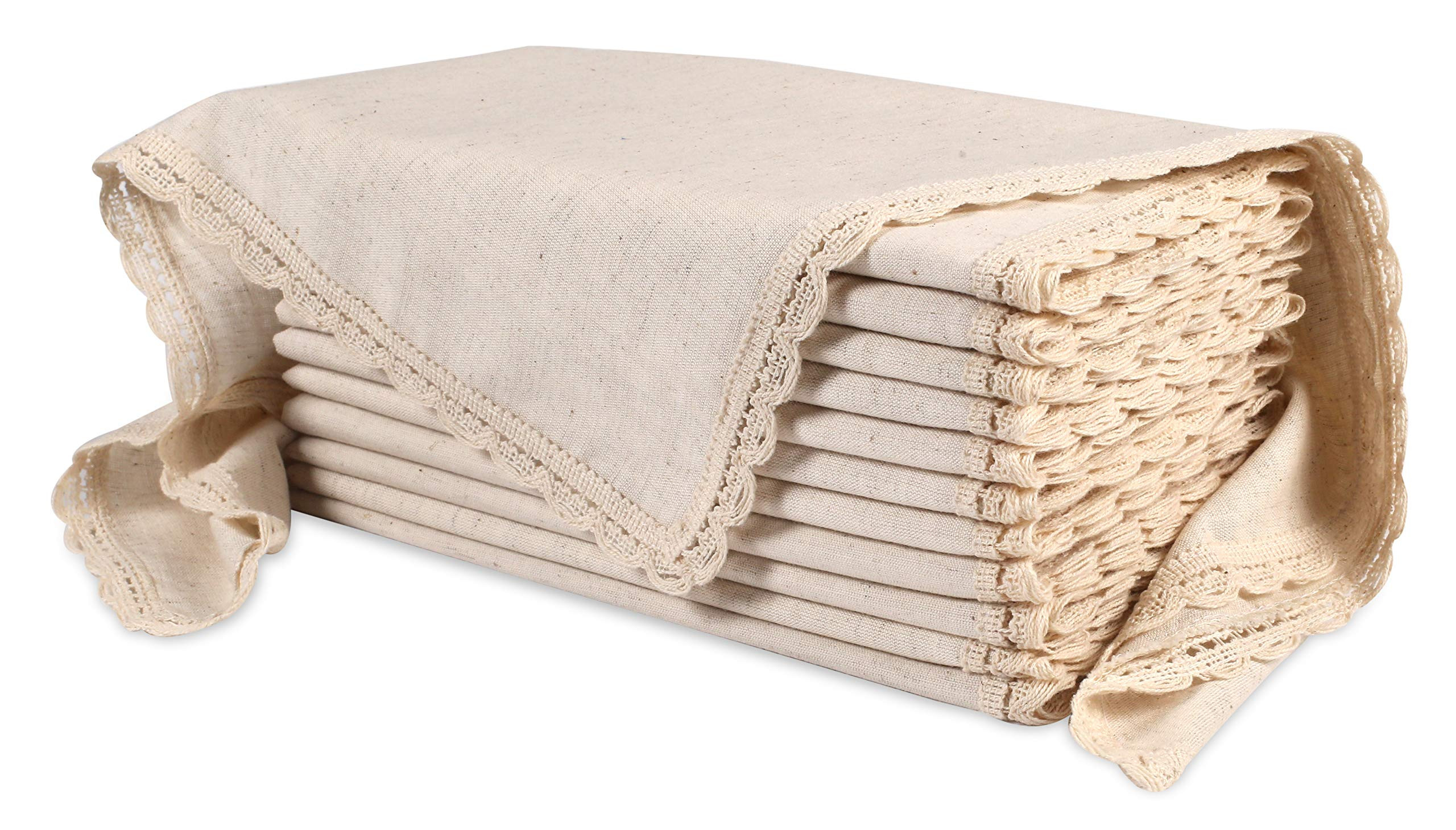 Ramanta Home Cloth Dinner Napkins in Cotton Flax Fabric with Lace & Tailored Mitered Corner Finis... | Amazon (US)