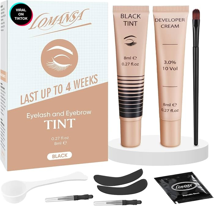 Lash Color Kit, Lomansa Black Color Kit for Eyelash and Brow, Eyelash & Eyebrow Color Set, Lasts ... | Amazon (US)
