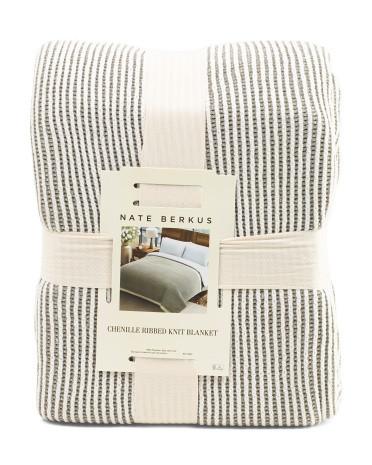 Striped Ribbed Knit Blanket | Polyester | Marshalls