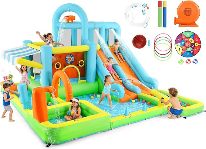 JOYLDIAS Inflatable Water Slide Bounce House for Kids, Luxury Heavy Duty Blow Up Water Park with ... | Amazon (US)