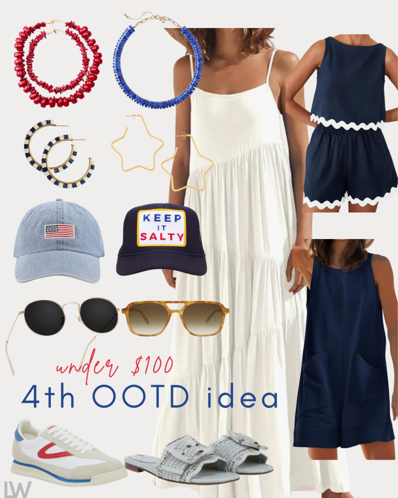 fourth of july…. finds under $100 ✨💙 everything is linked except the red necklace- it is the two pack of red beaded necklaces from zara ❤️

#LTKStyleTip #LTKSeasonal