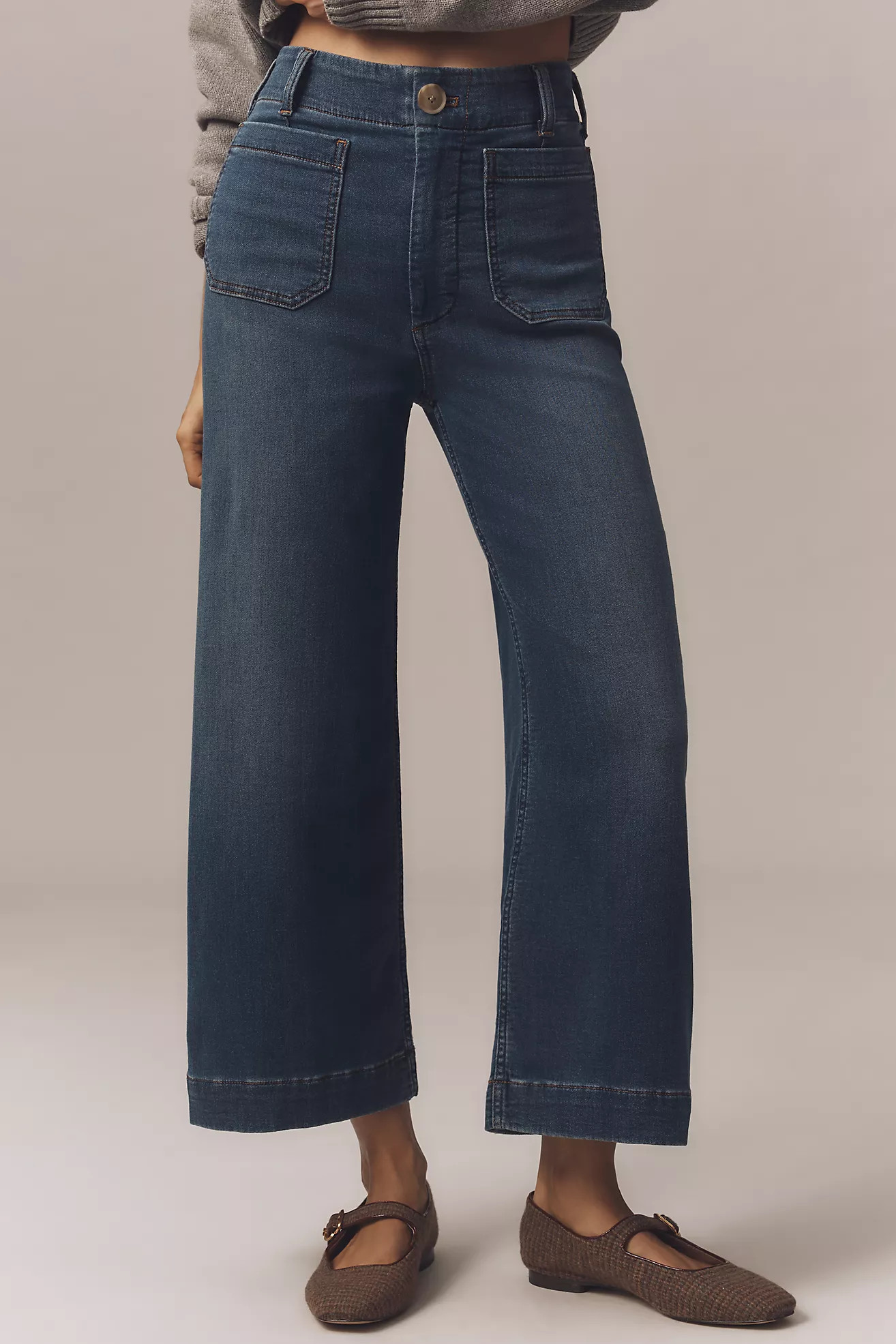 The Colette Knit Crop High-Rise Wide-Leg Jeans by Maeve | Anthropologie (US)