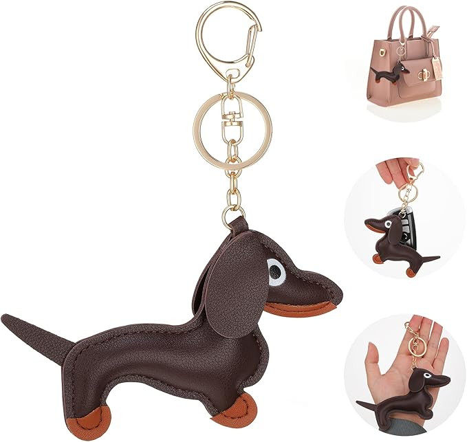 Giantree Leather Dachshund Keychain, Dachshund Keychain Bag Pendant Key Chain Cute Puppy Dog Char... | Amazon (US)
