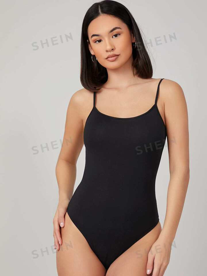 SHEIN BASICS Solid Form Fitted Slip Bodysuit | SHEIN
