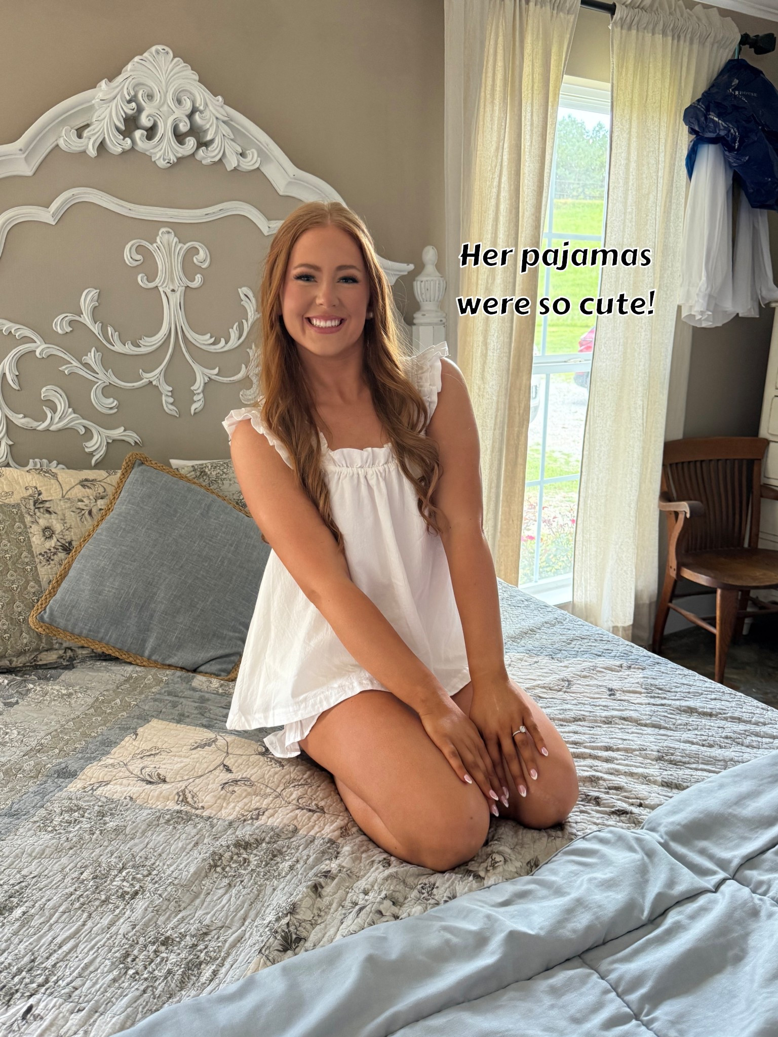 Her pajamas the bridesmaids gave her for her special day! 
They come in more colors and are so adorable  

#LTKStyleTip #LTKWedding #LTKFindsUnder50