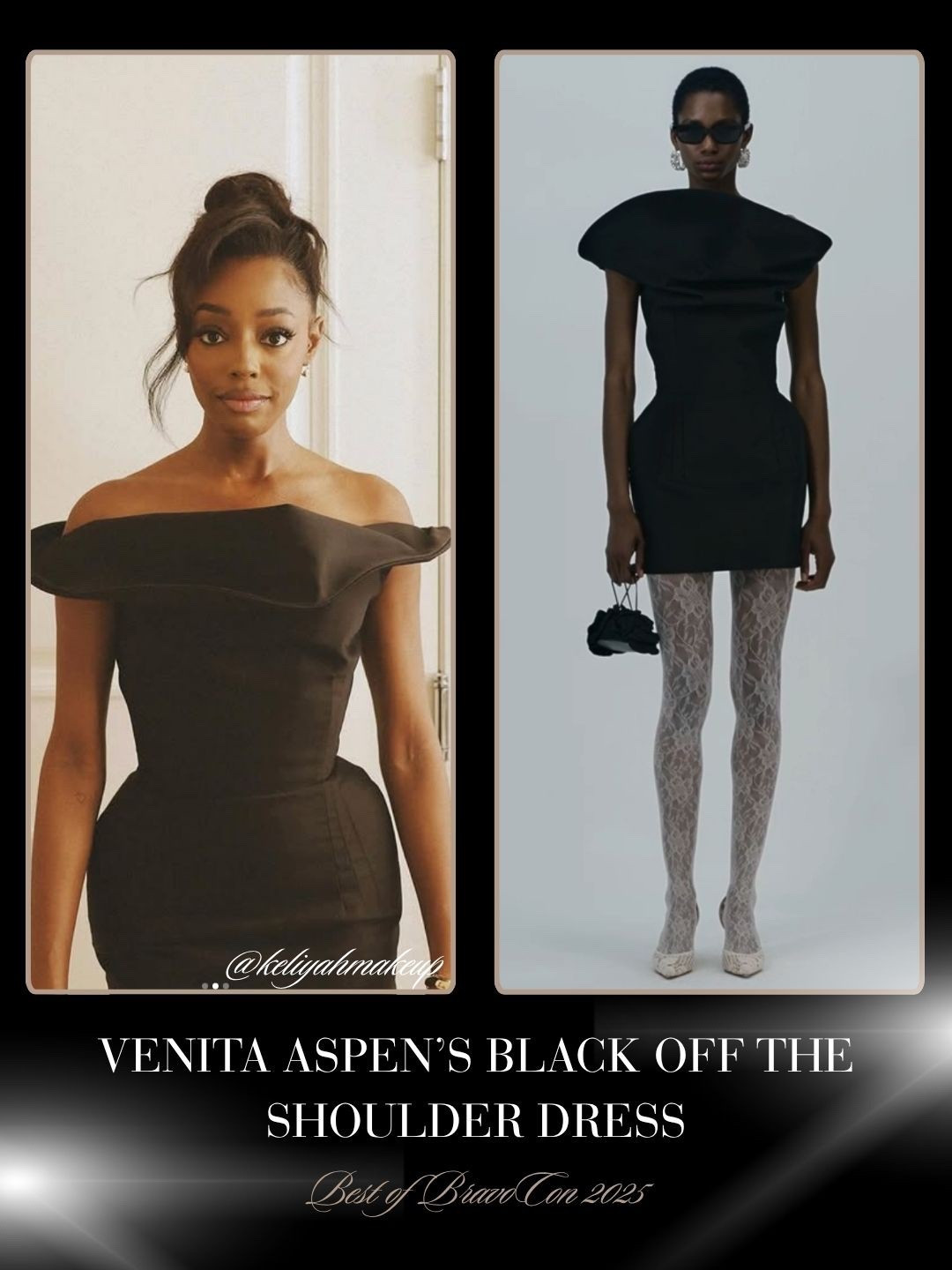 Venita Aspen’s Black Off The Shoulder Dress 📸 = @venitaaspen 