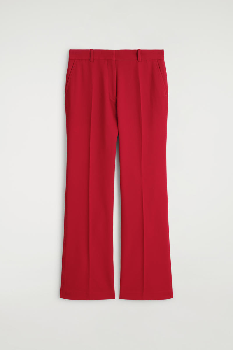 Wool-Blend Straight-Leg Trousers in Red | COS UK