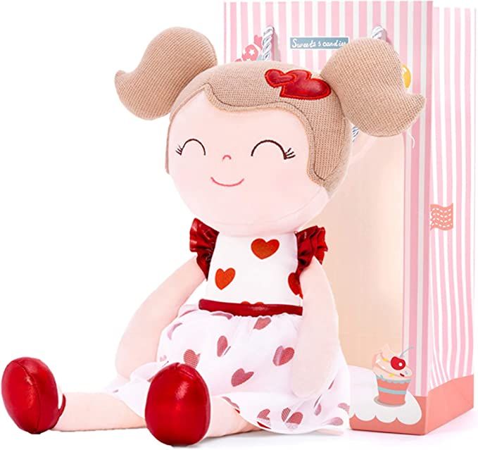 Gloveleya Baby Doll Valentines Day Gifts Baby Girl Gifts Soft Toy Plush Dolls Red Heart Girl 16 I... | Amazon (US)