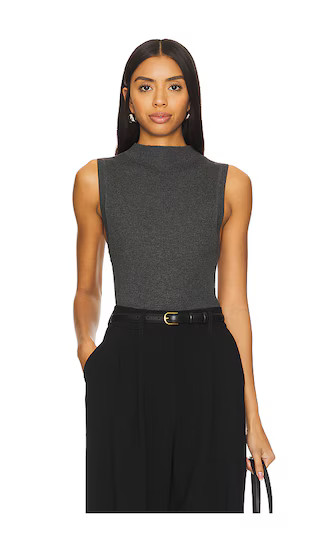 Silk Sweater Rib Sleeveless Mockneck in Heather Charcoal | Revolve Clothing (Global)