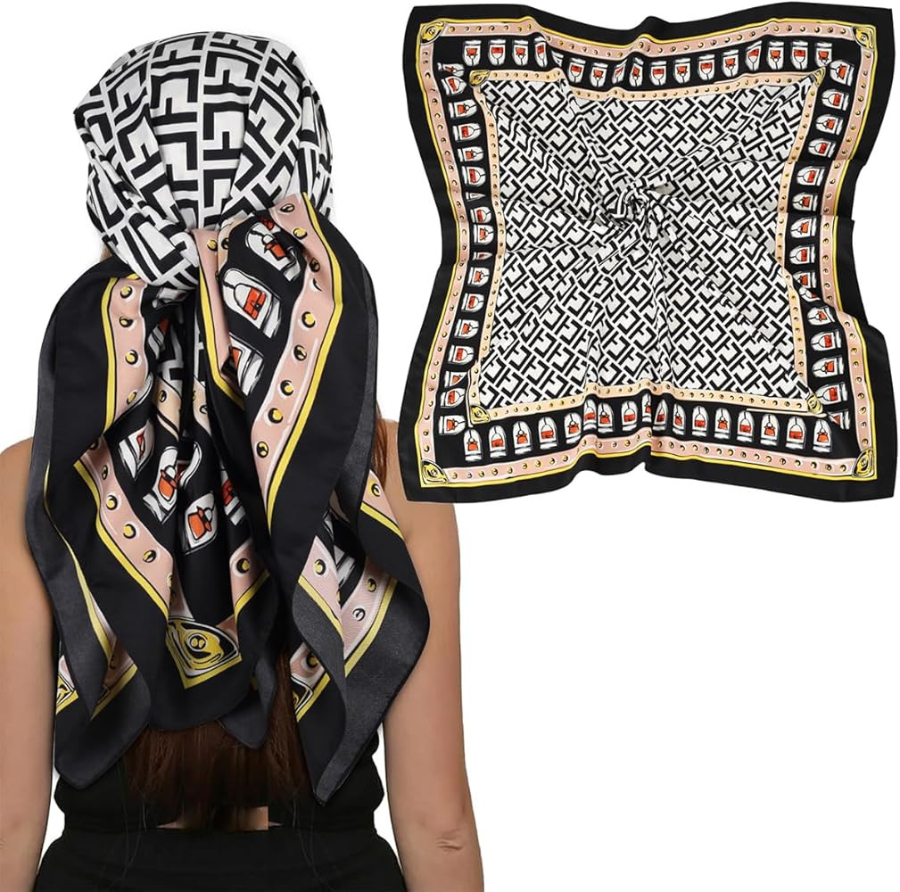 EXTREE Luxury Satin Head Scarf 35x35 - Silk-like Wrap for Women, Versatile Shawl/Sun Cover/Wrappi... | Amazon (US)