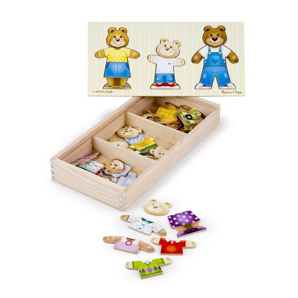 Melissa &#38; Doug Mix &#39;n Match Wooden Bear Family Dress-Up Puzzle With Storage Case (45pc) | Target