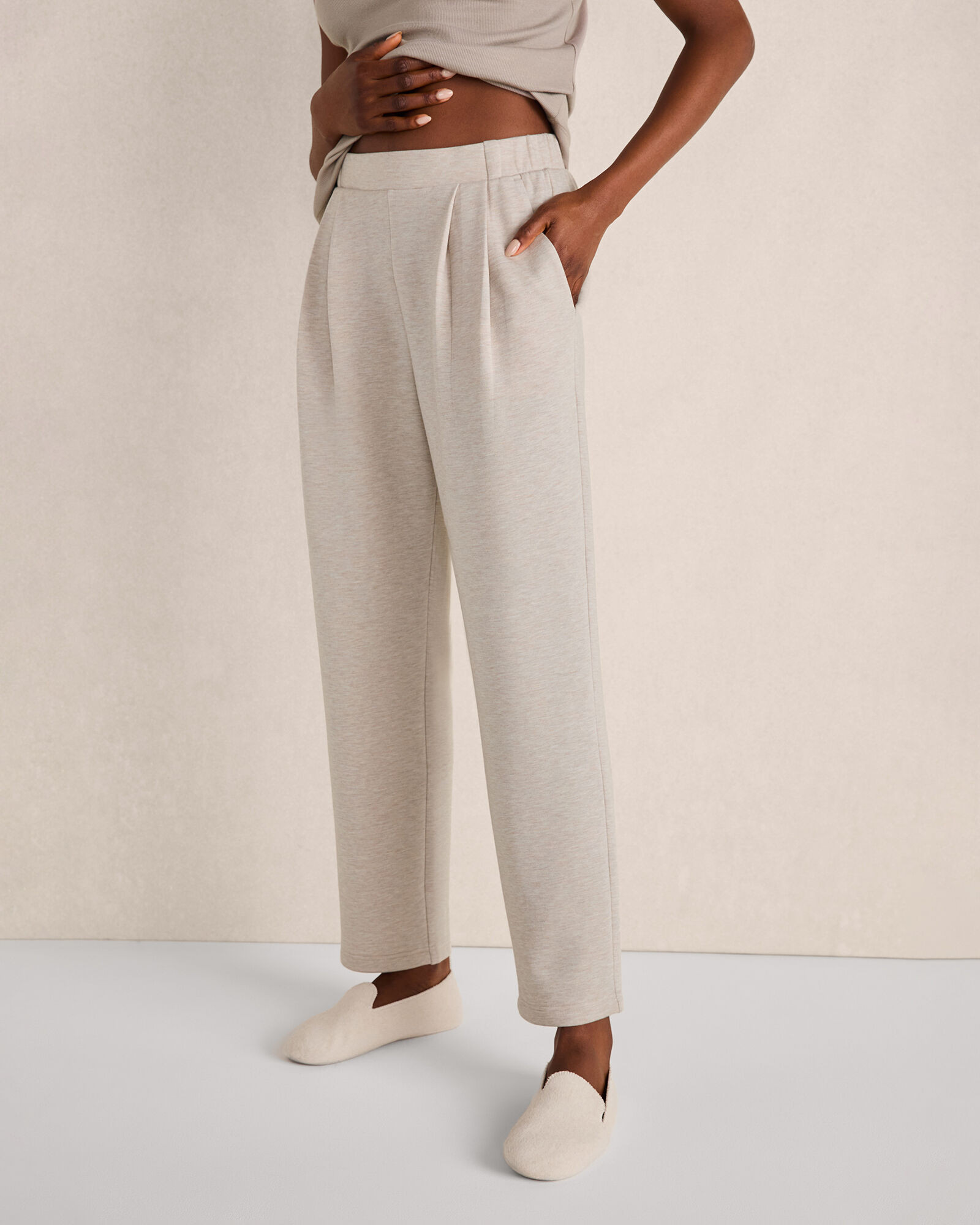 Fleece Pleated-Front Tapered Pants | Talbots