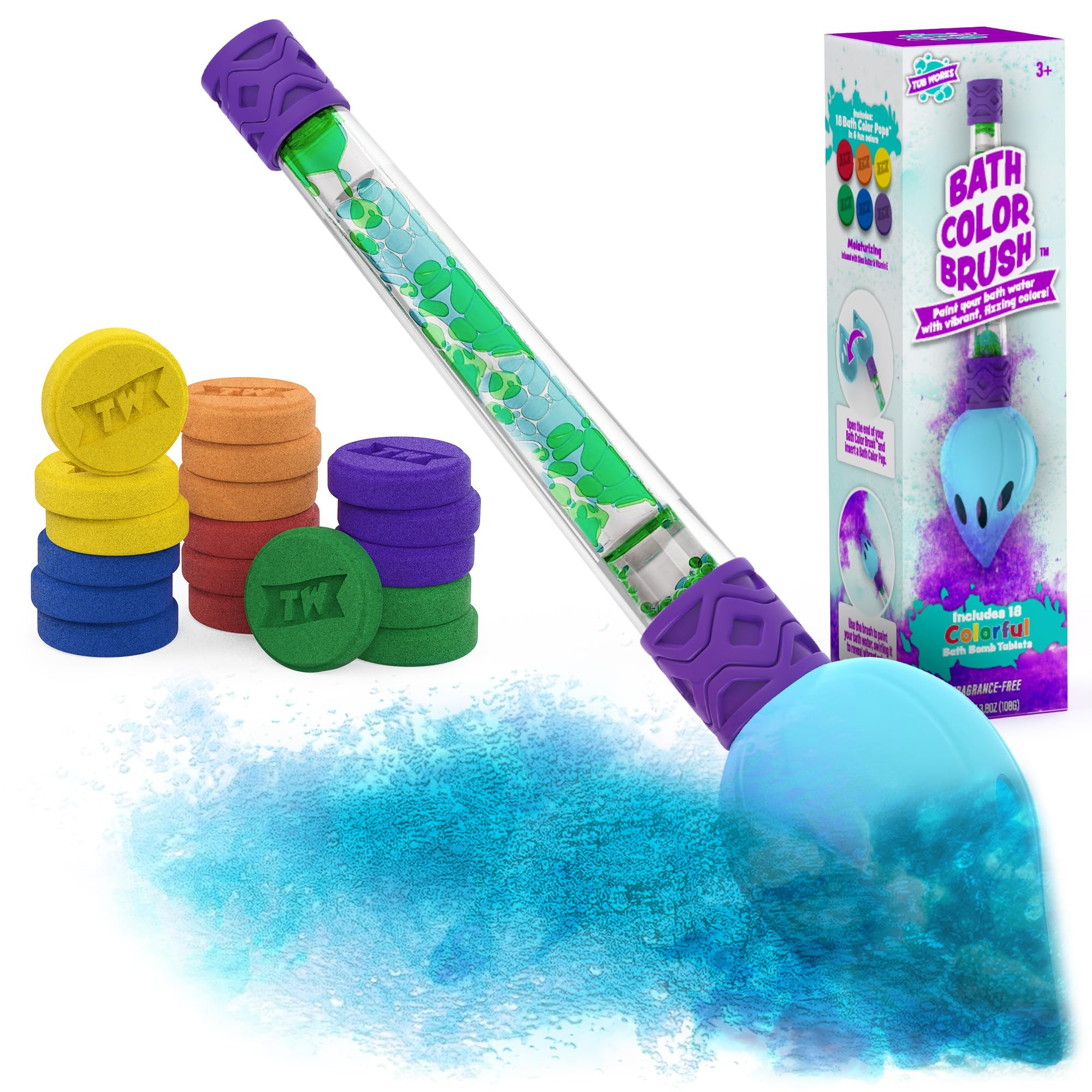 Tub Works® Bath Color Brush™ Kids Bath Bomb Set | Nontoxic & Fragrance-Free | Use Brush to Pai... | Amazon (US)