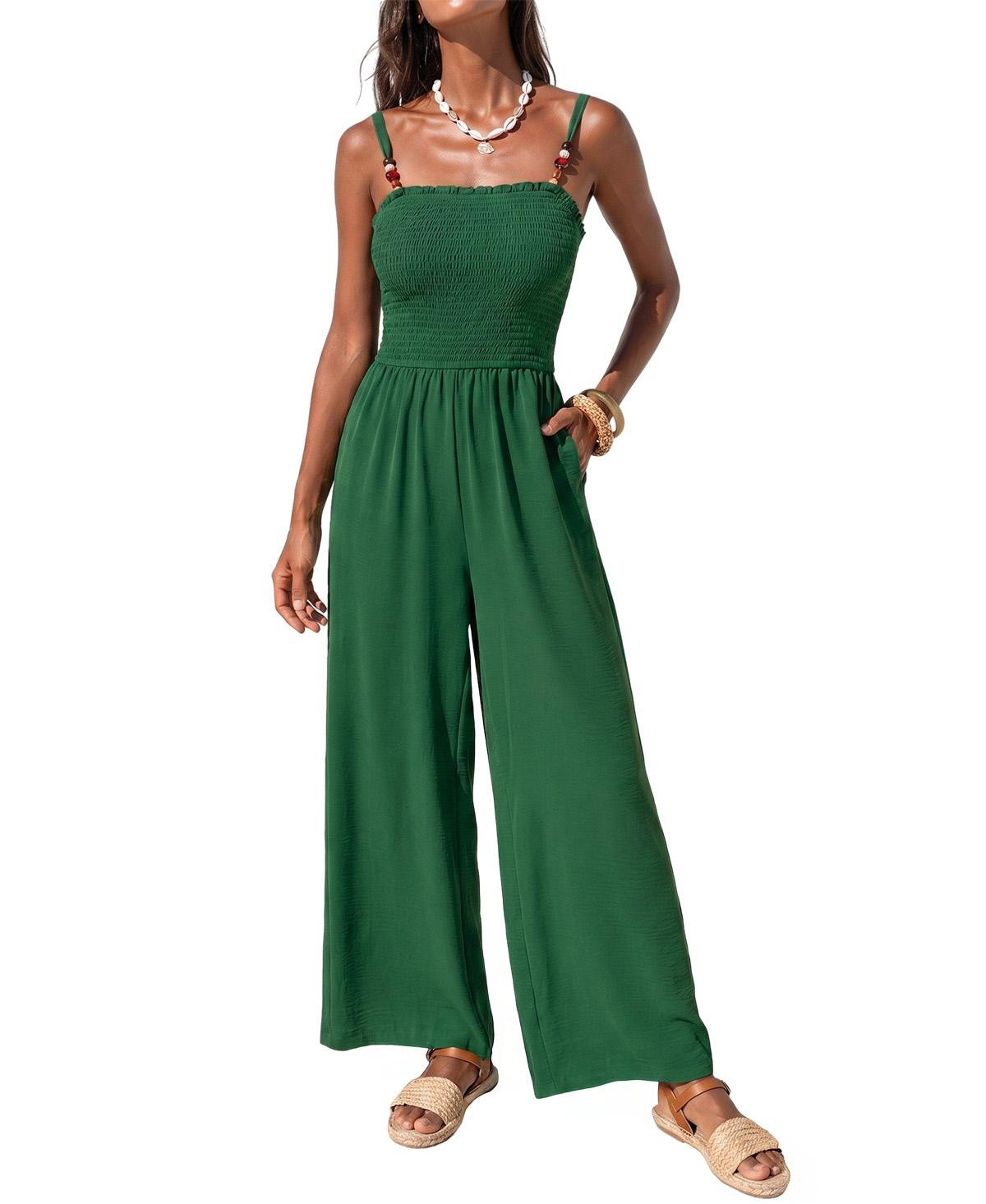 Cupshe Women's Wildflower Way Sleeveless Wide-Leg Jumpsuit - Dark green | Macy's