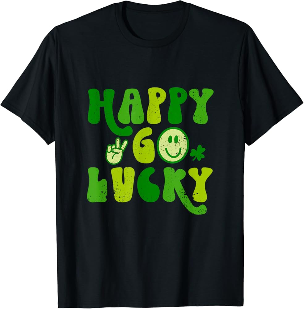 Funny St Patrick Day Shirt Men Women Kids Happy Go Lucky T-Shirt | Amazon (US)