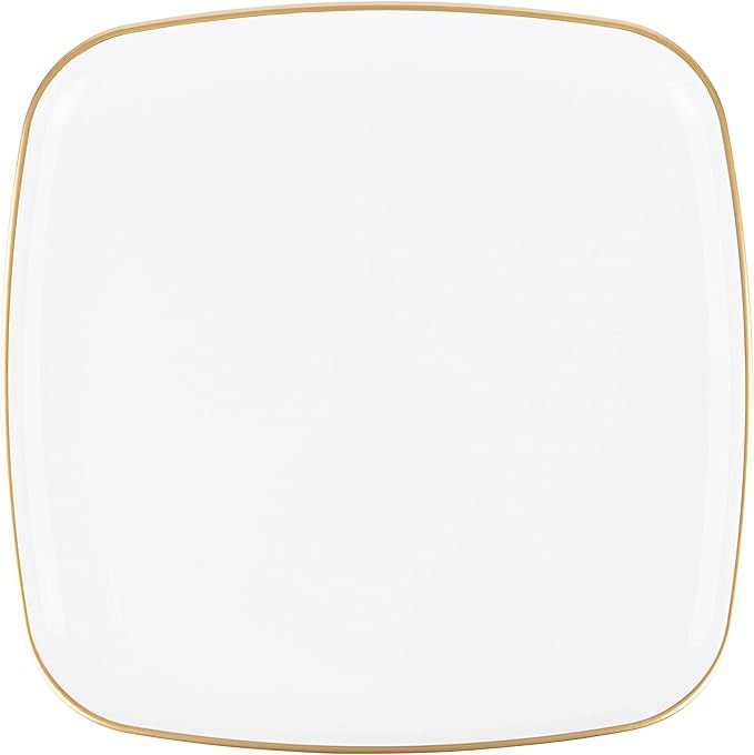 White Gold Rim Square Organic Plastic Tray - 14" (Pack of 1) - Perfect Serving Platter for Partie... | Amazon (US)