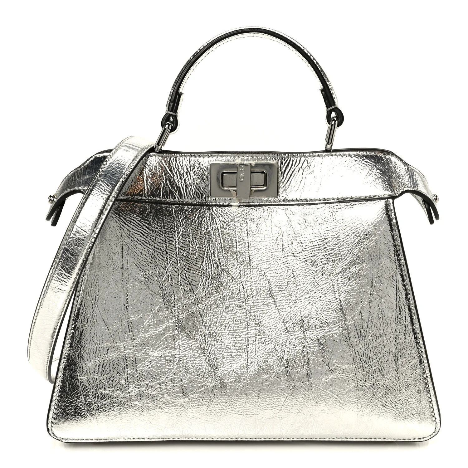 Fendi Rock Millenium Laminata Small Peekaboo I SEE U Satchel Argento 1877629 | FASHIONPHILE (US)
