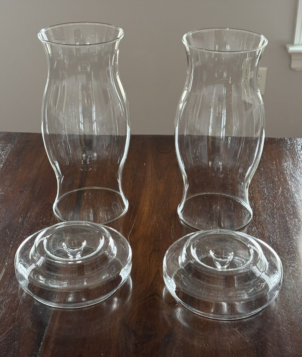 Set 2 Colonial Williamsburg Style Glass Hurricane Shades w/ Candle Holder Base  | eBay | eBay US