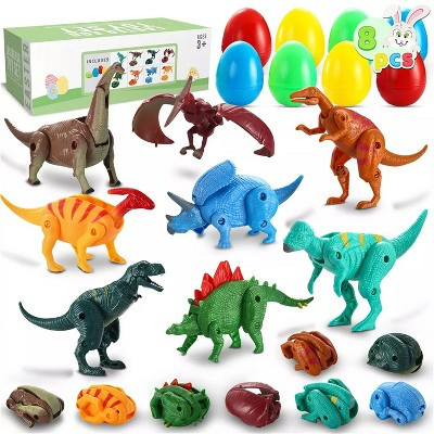 Joyfy 8 Packs 3.5'' Prefilled Easter Eggs with Deformable Transforming Dinosaur for Kids Easter Party Favors, Basket Stuffers, Classroom Prize Rewards | Target