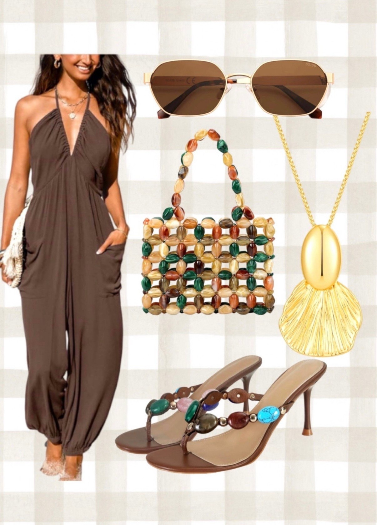 beach vibes 
resort wear 
brown aesthetic 
brown sandals