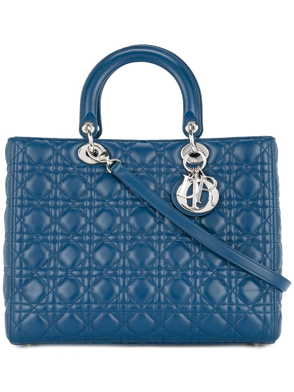 Christian Dior Vintage Lady Dior Cannage 2way handbag - Blue | FarFetch US