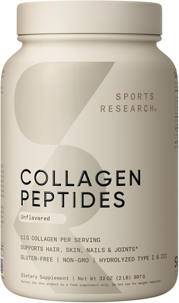 Sports Research Collagen Peptides - Hydrolyzed Type 1 & 3 Collagen Powder Protein Supplement for ... | Amazon (US)