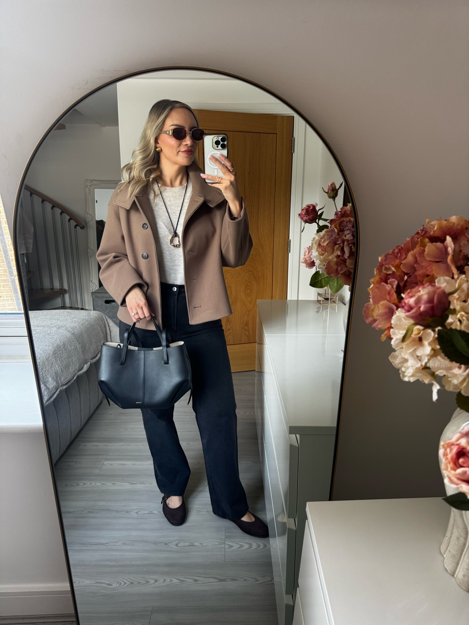 Smart casual spring outfit idea 🫶🏼

I wear a size 10 in the funnel neck jacket and the jeans

#LTKshoes #LTKspring #LTKbag