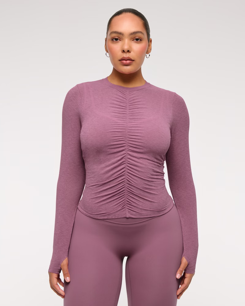 Women's YPB Active Featherweight Long-Sleeve Ruched Tee | Women's Tops | Abercrombie.com | Abercrombie & Fitch (US)