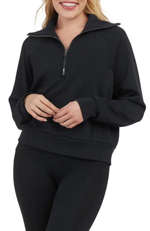 SPANX® AirEssentials Half Zip Sweatshirt in Very Black at Nordstrom, Size Small | Nordstrom