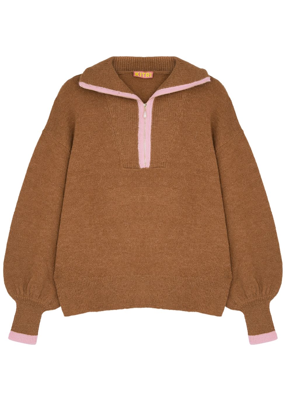 Lorna brown half-zip knitted jumper | Harvey Nichols 