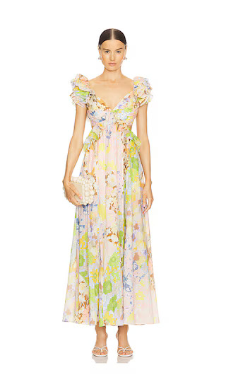 Pop Ruffle Midi Dress in Patch Floral | Revolve Clothing (Global)