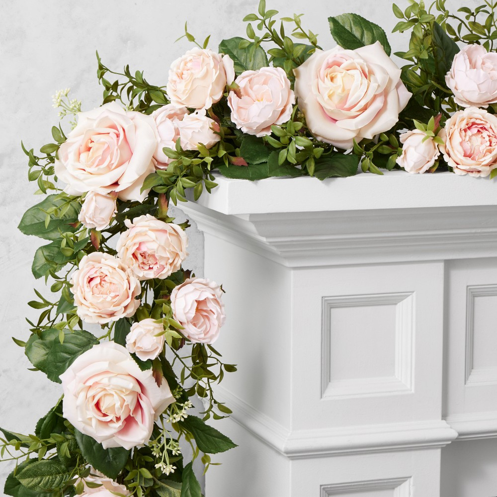 Famille Rose Pink Faux Wreath & Garland | Williams-Sonoma