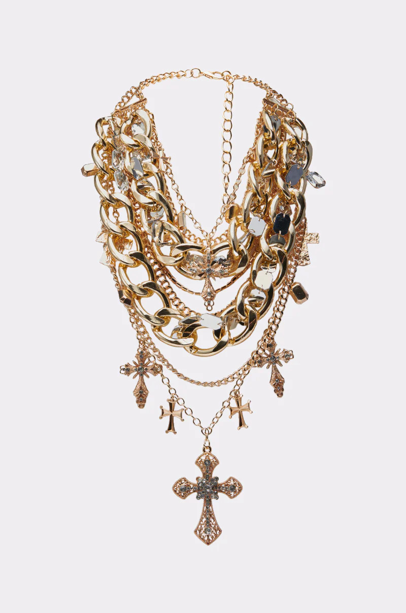 AKIRA Cross Me Necklace In Gold | AKIRA