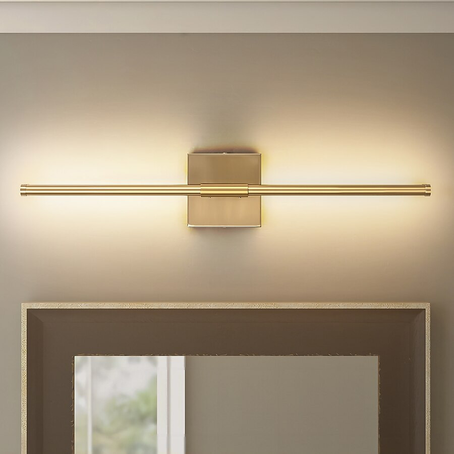 Rennnsan Aidan 23.6-in W 1 -Light Brushed Gold Integrated LED Wall Sconce Lowes.com | Lowe's