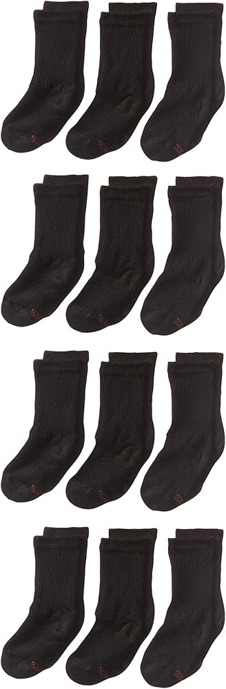 Boys' 12-Pack Durable Cushioned and Reinforced Heel and Toe Crew Socks | Amazon (US)