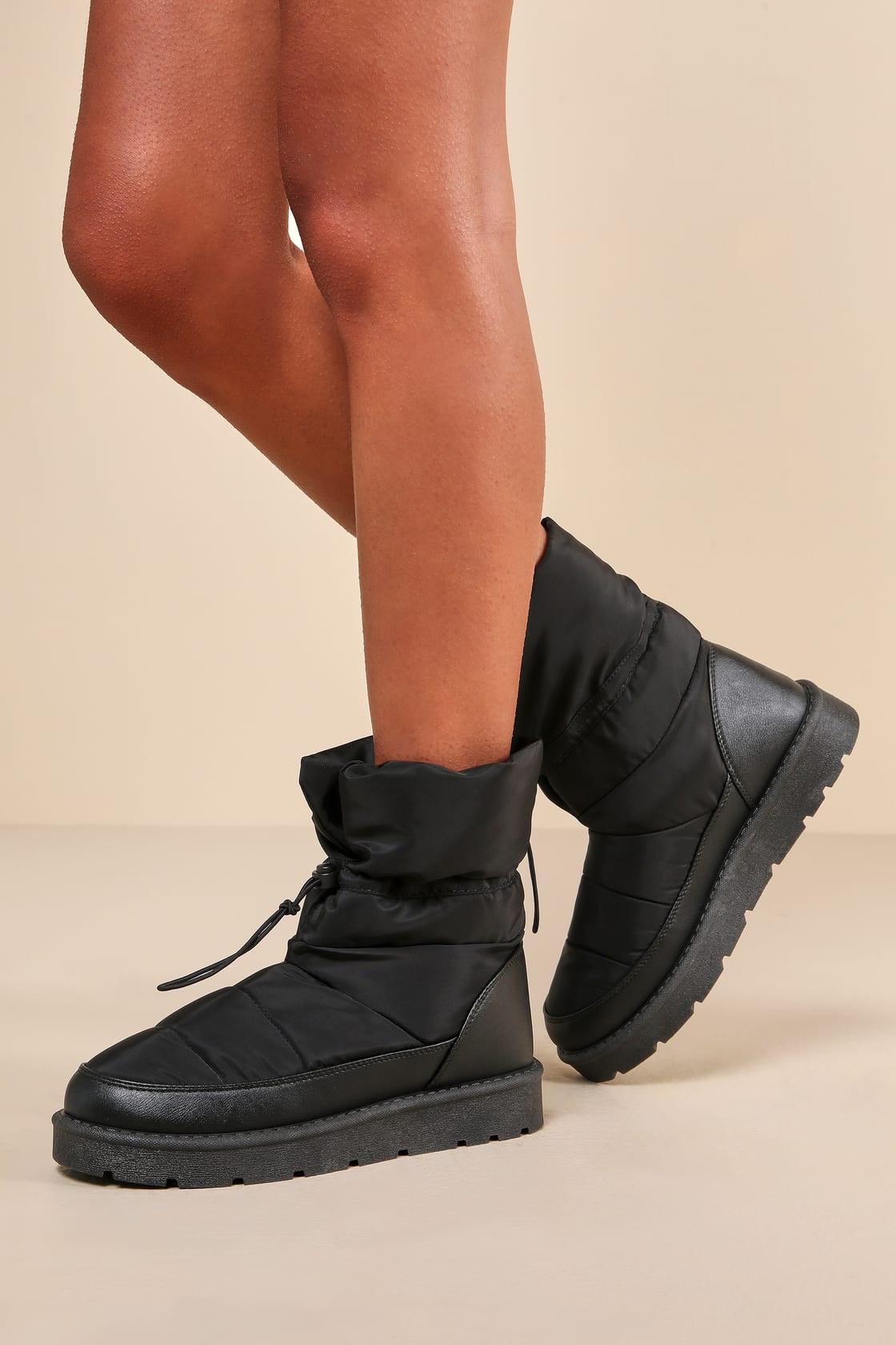 Nakano Black Nylon Puffer Drawstring Booties | Lulus (US)