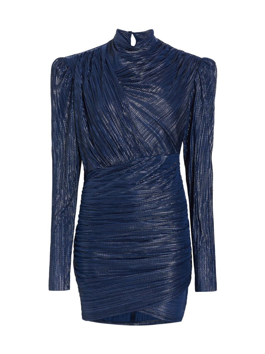 Sabina Musáyev Maya Foil Pleated Knit Minidress | Saks Fifth Avenue