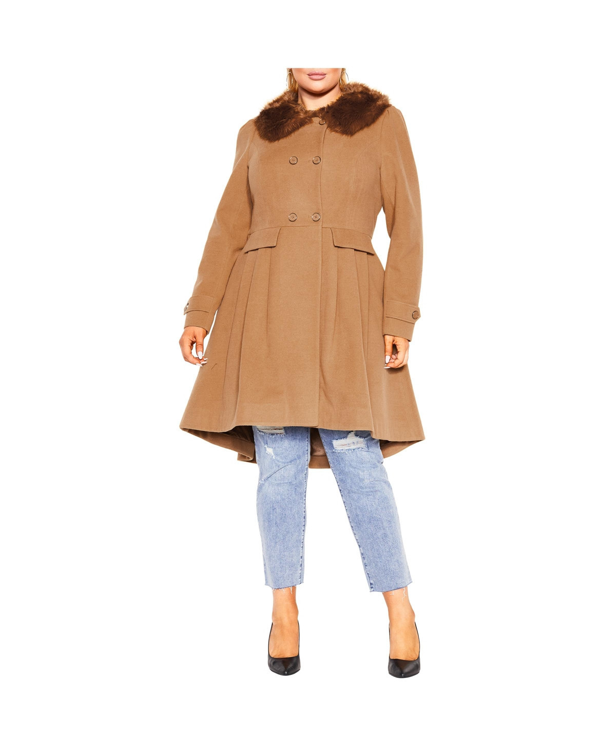 City Chic Women's Grandiose Coat - Caramel | Macy's
