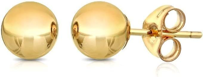 Pori Jewelers Premium 14K Gold Ball Stud Earrings - Available in Yellow, Rose & White Gold- Multi... | Amazon (US)