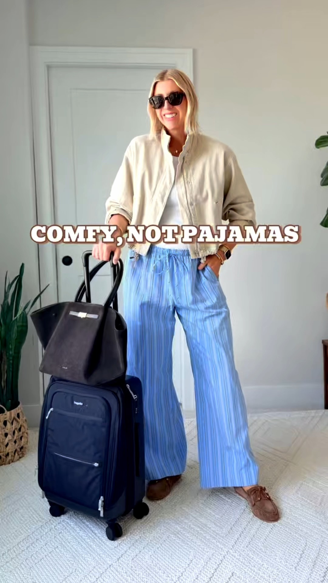 Your airport outfit doesn’t have to choose between comfortable and put together.

This is my go-to summer travel formula: soft wide-leg pants, a cotton tank, a lightweight layer, an easy loafer, and a roomy tote.

Breathable fabrics, relaxed silhouettes, and one structured piece make all the difference when you want to feel comfortable but still look styled when you land.

Linking the full look here — perfect for travel days, casual dinners, and capsule wardrobe pieces you’ll actually wear on repeat.

#LTKootd #LTKTravel #LTKOver40