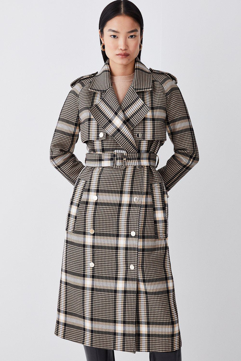 Italian Classic Check Tailored Trench Coat | Karen Millen US