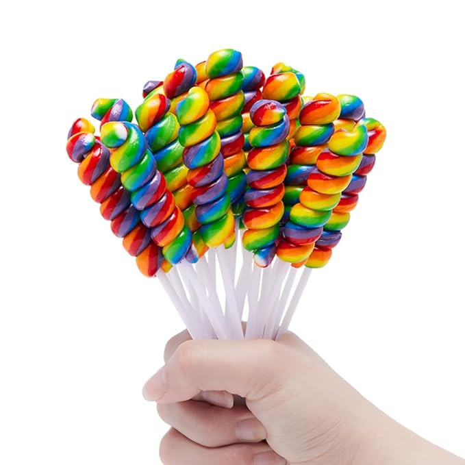 Twisty Lollipop, Rainbow Twist Lollipops Individually Wrapped Bulk, Kid's Lollipops Candy for Bir... | Amazon (US)