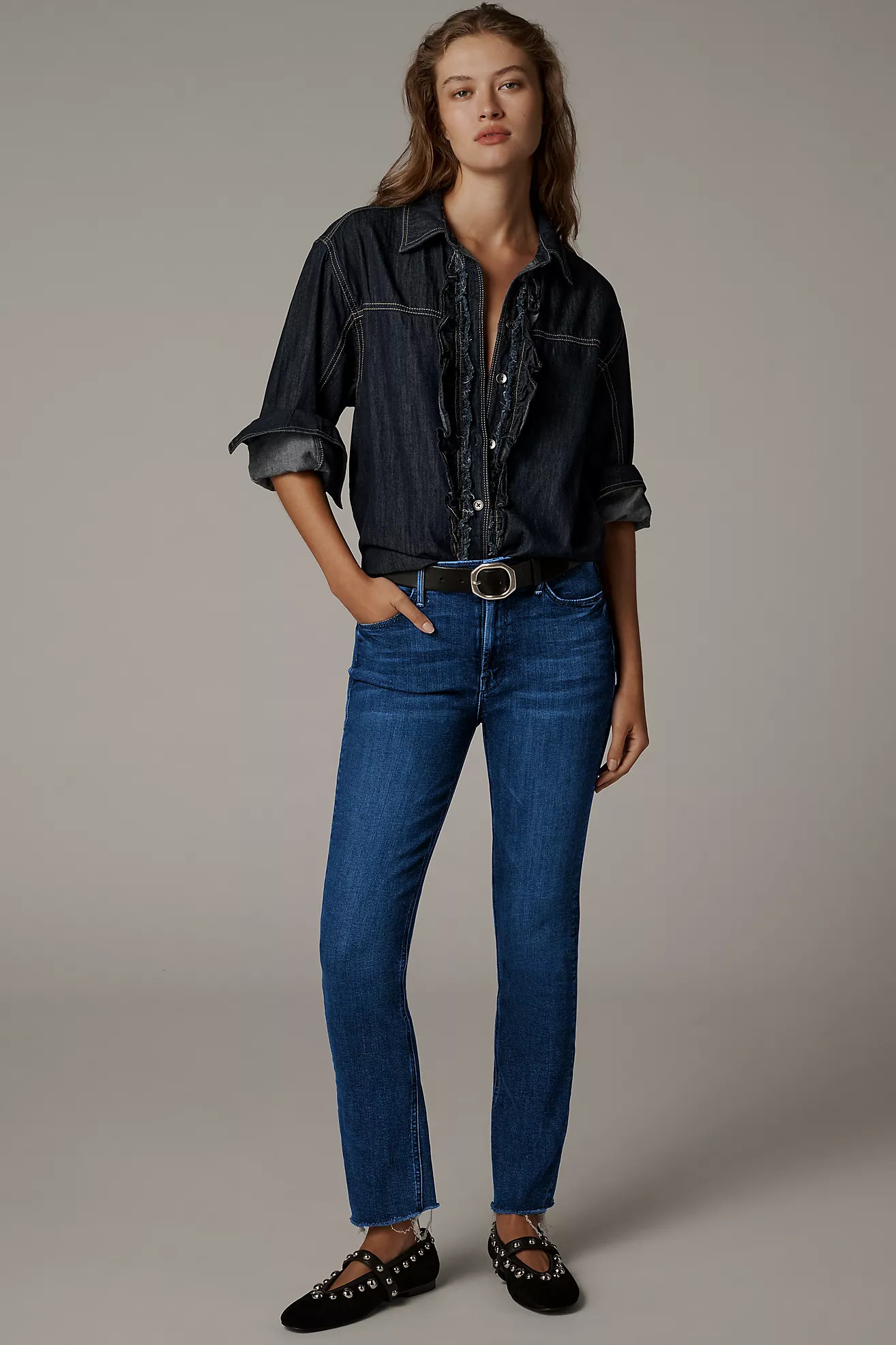 MOTHER The Dazzler Mid-Rise Ankle Straight-Leg Jeans | Anthropologie (US)