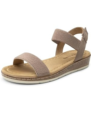 DREAM PAIRS Women's Low Wedge Casual Sandals | Amazon (US)