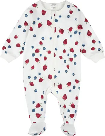 FIRSTS by Petit Lem Berry Print Footed One-Piece Pajamas | Nordstrom | Nordstrom