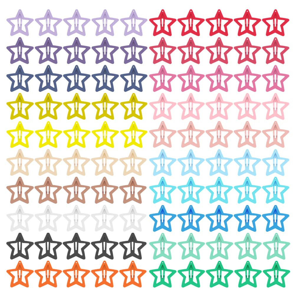 KUBOM 100 Pcs Star Hair Clips Non-slip Toddlers Colorful Cute Mixed Color Metal Hair Barrettes Ha... | Amazon (US)