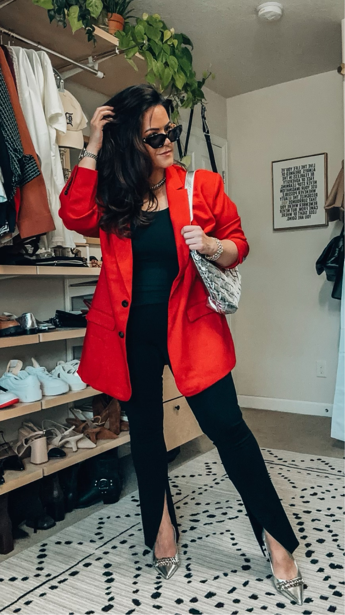 Red store blazer outfit