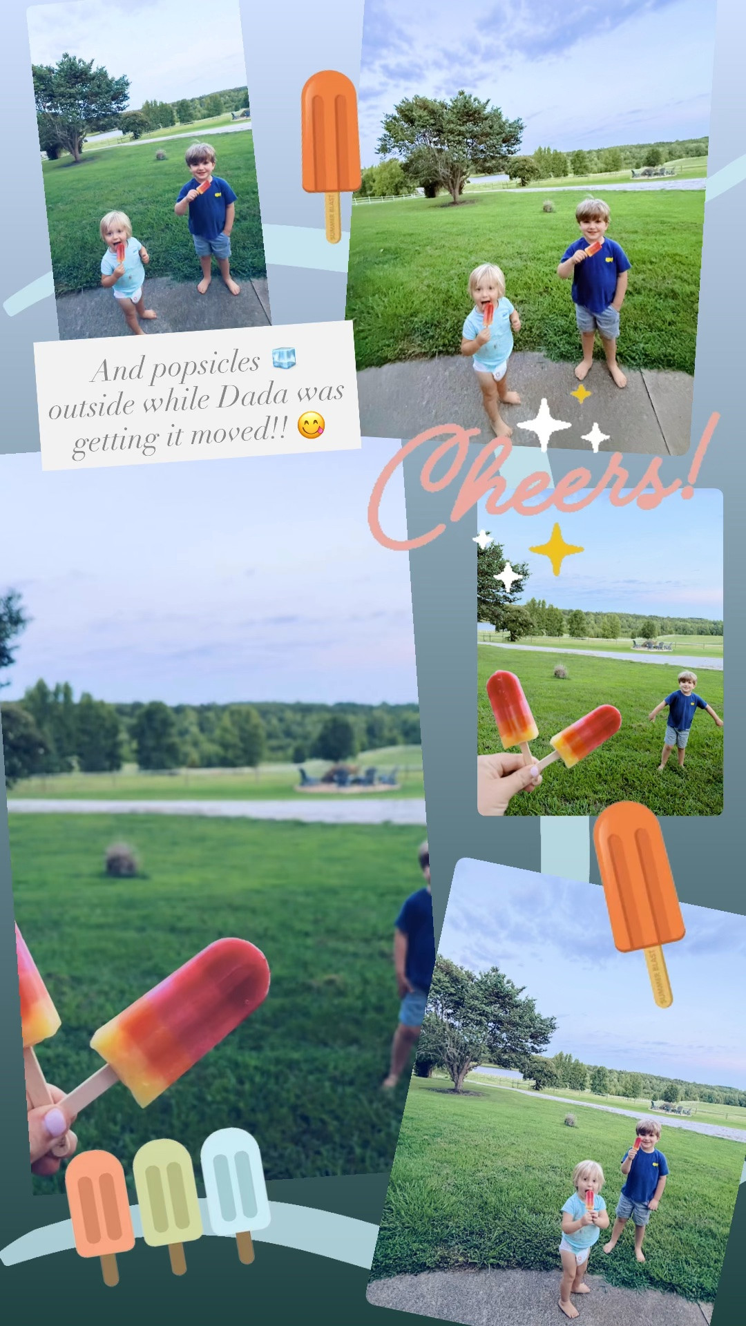 And popsicles 🧊 outside while Dada was getting it moved!! 😋
