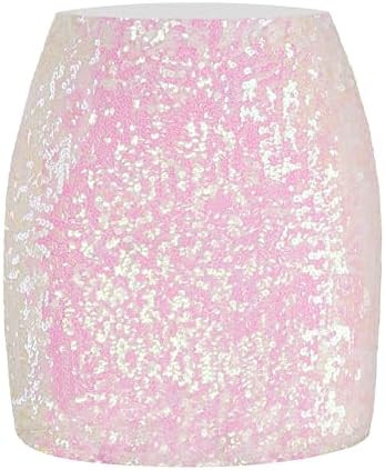MANER Women's Sequin Skirt Sparkle Stretchy Bodycon Mini Skirts Night Out Party | Amazon (US)