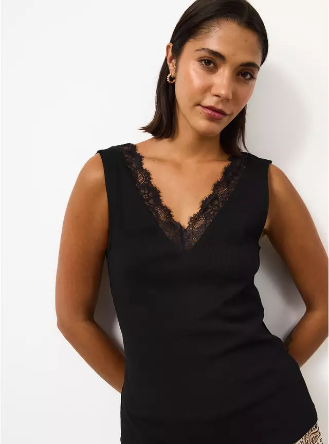Black Lace Detail V Neck Vest 8 | Tu Clothing